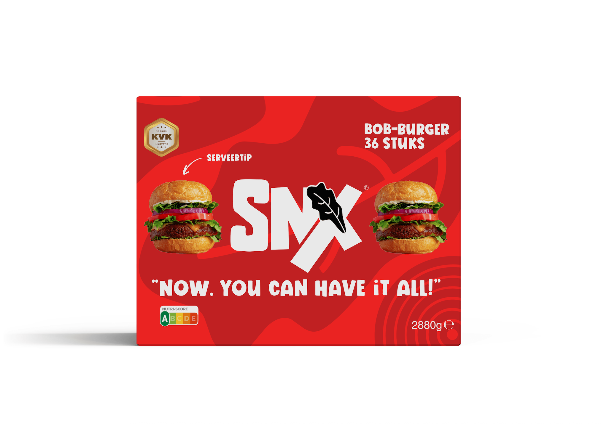 SNX BOB-Burger — eiwitrijke burger van Nederlands rund aangevuld met peulvruchten en groente
